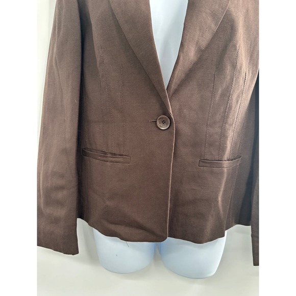 Jones New York Suit Women Brown Linen Blend Blazer Size 8‎ - Picture 5 of 12